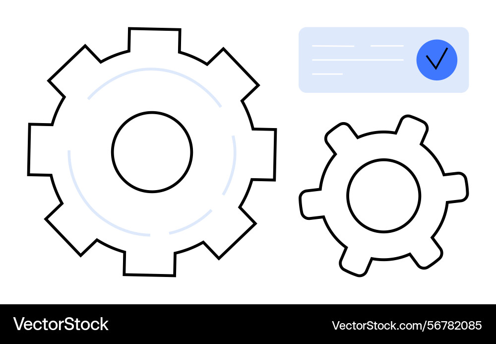 Gear symbols with checklist representing workflow Gear symbols with checklist representing workflow Vector Image
