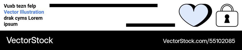 Heart and lock icons next to text columns Heart and lock icons next to text columns vector image