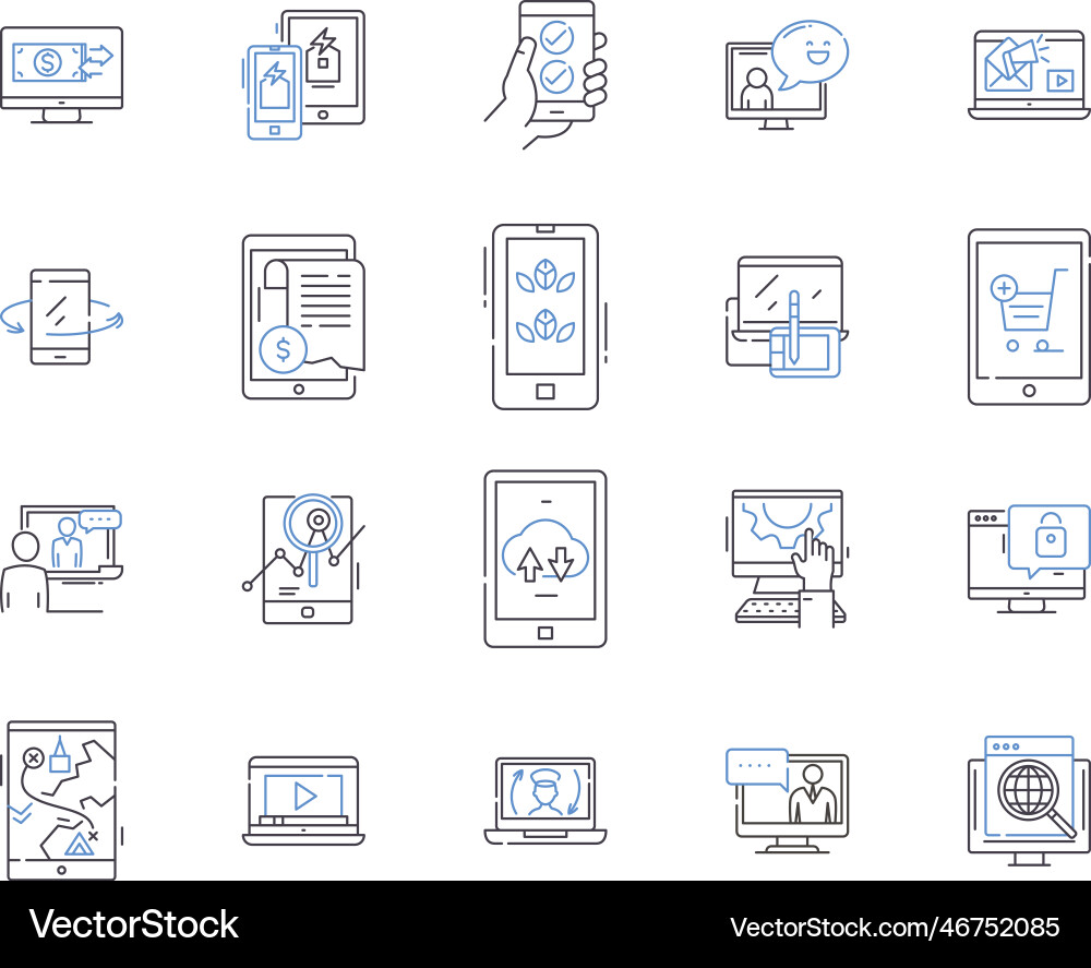 Internet and science outline icons collection Internet and science outline icons collection vector image