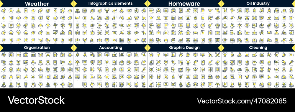 Linear style icons pack in this bundle include vector image