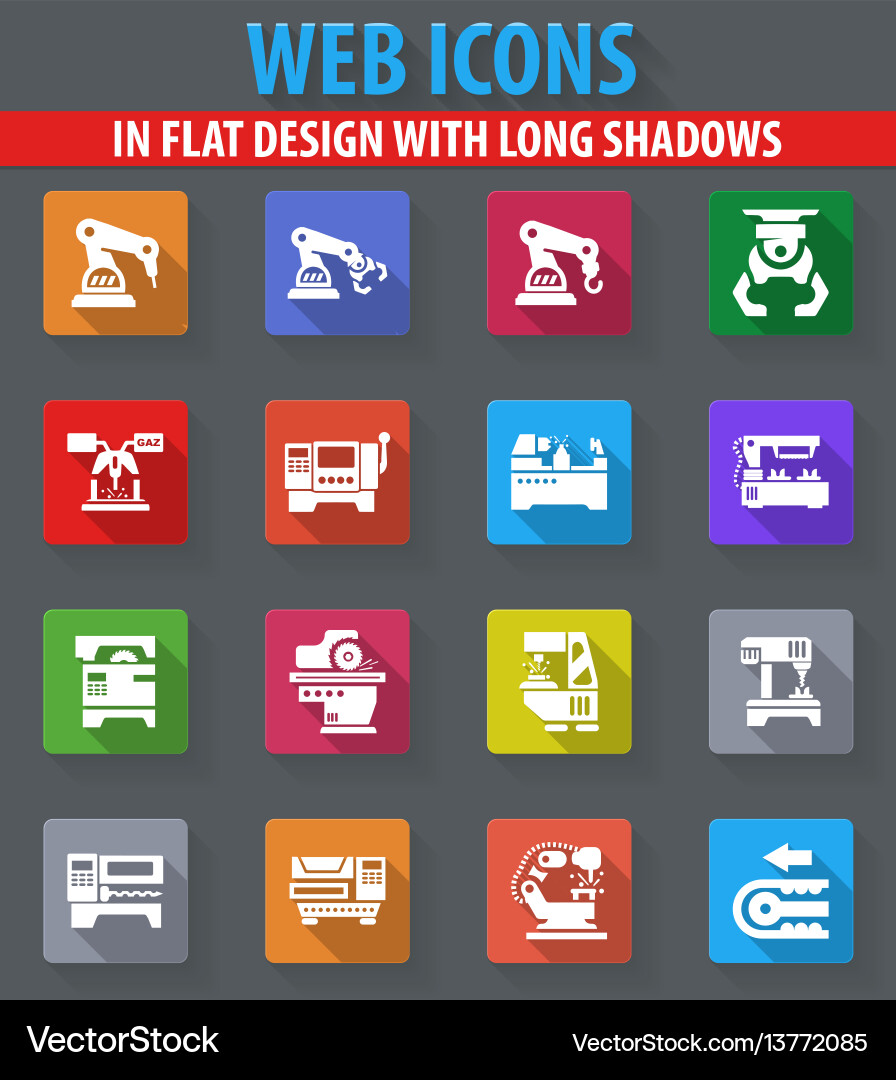 Machine tool icons set Machine tool icons set vector image