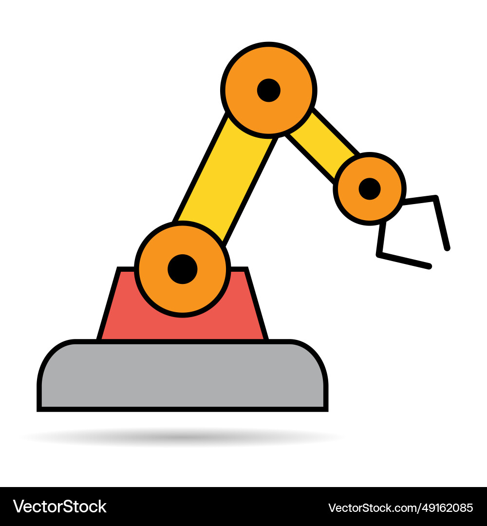 Mechanical robot arm machine shadow icon Mechanical robot arm machine shadow icon vector image