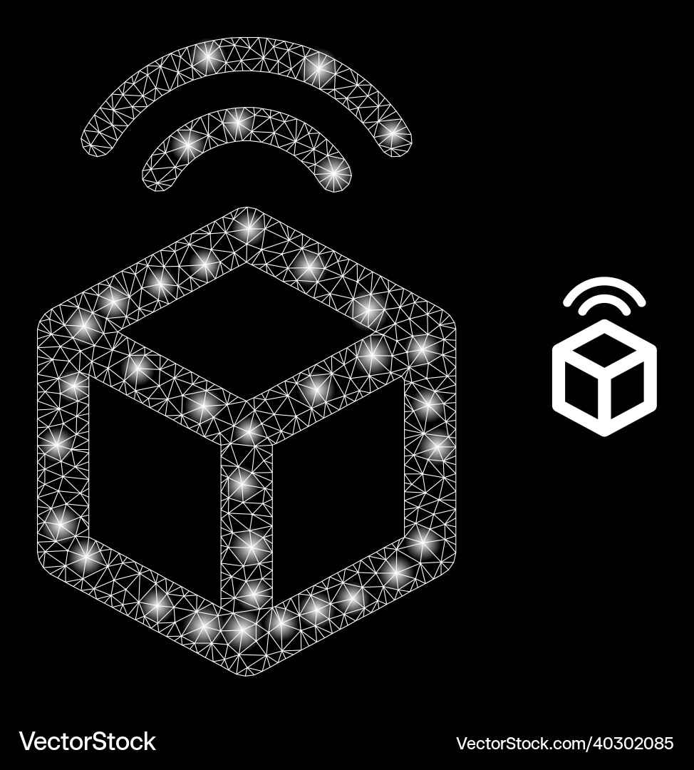 Mesh web cargo wifi tracking with glowing Mesh web cargo wifi tracking with glowing vector image