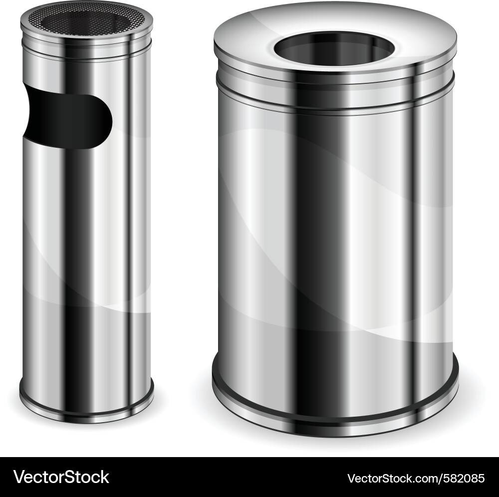 Metall Mülleimer Sammlung Vektorbild