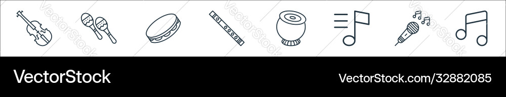 Music instruments line icons linear set quality Music instruments line icons linear set quality vector image