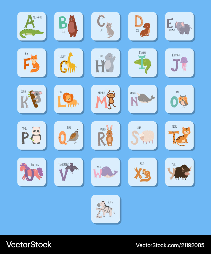 Süße Zoo Alphabet mit Cartoon Tiere lustig Süße Zoo Alphabet mit Cartoon Tiere lustig vektorbild