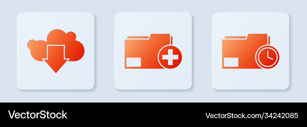 Set add new folder cloud download and document Set add new folder cloud download and document vector image