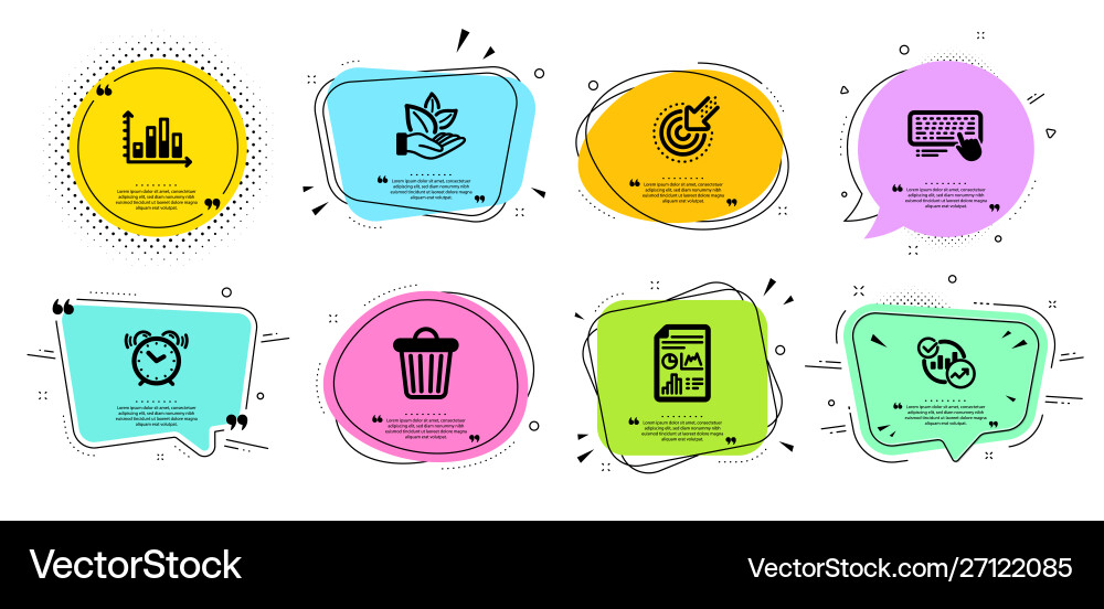 Statistics trash bin and targeting icons set Statistics trash bin and targeting icons set Vector Image