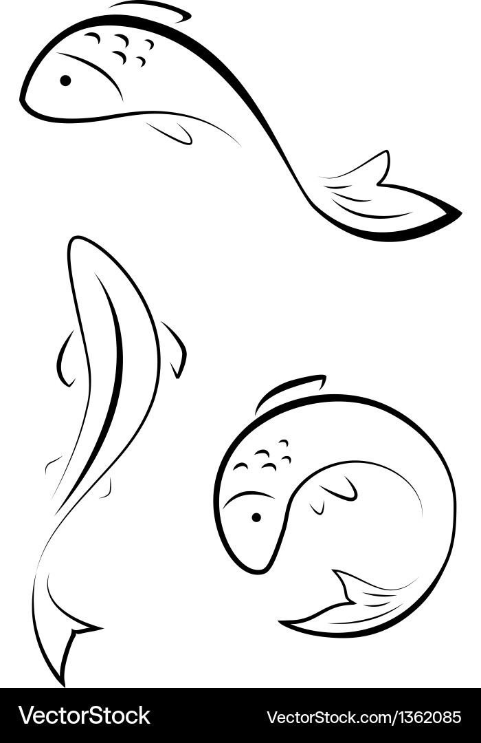Stylized Fish Illustrations Vector Image