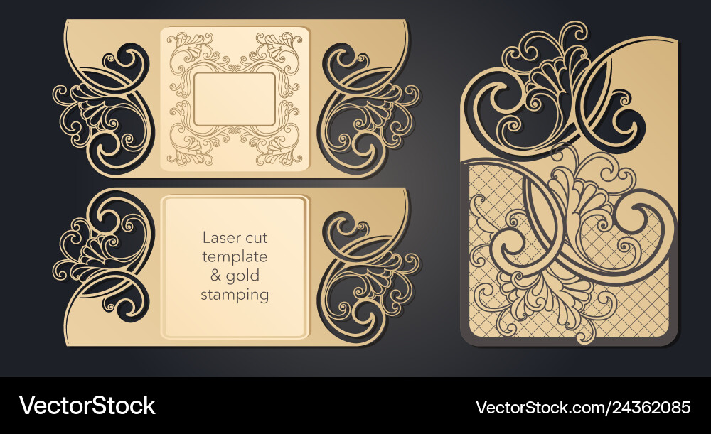 Template for laser cutting openwork layout Template for laser cutting openwork layout vector image