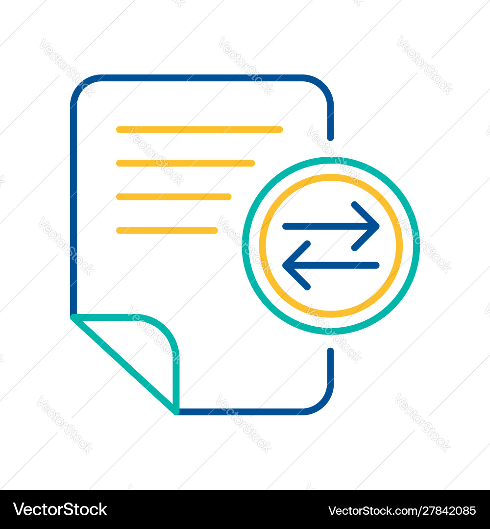 Text message sending blue and yellow linear icon Text message sending blue and yellow linear icon vector image
