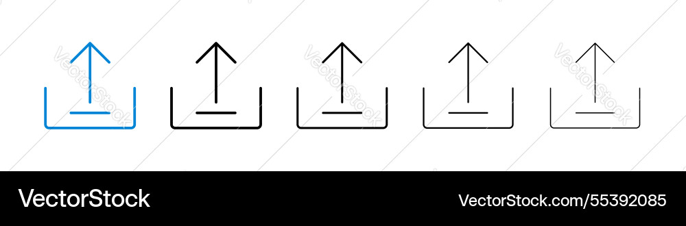 Upload icons in five different stroke sizes vector image