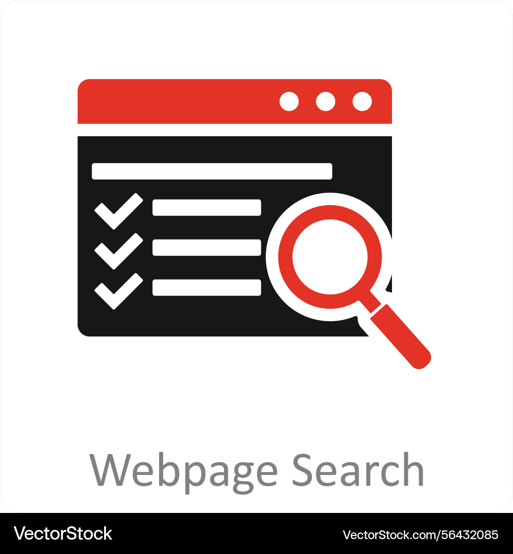 Webpage search and web icon concept Vector Image