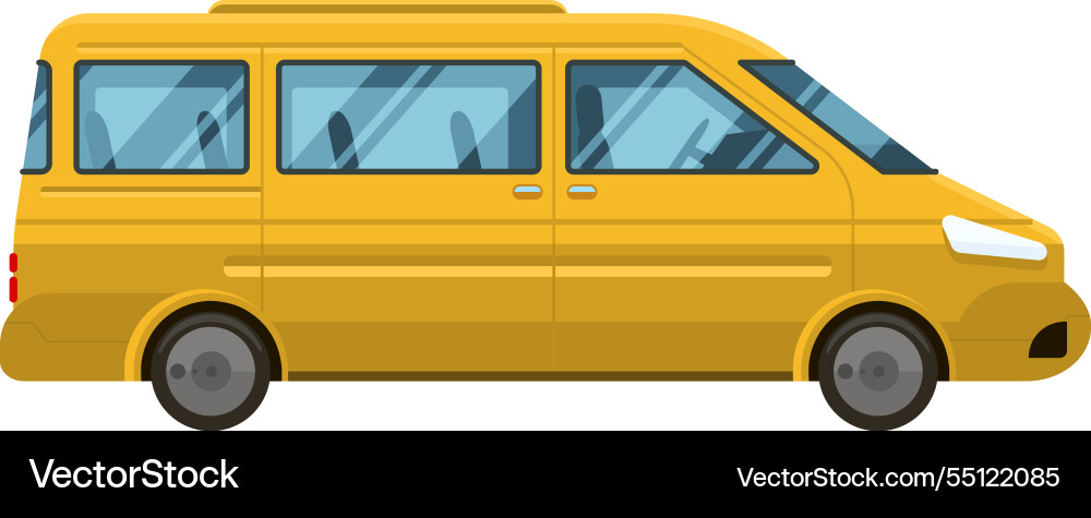 Yellow minivan taxi cab showcasing a left side Yellow minivan taxi cab showcasing a left side vector image