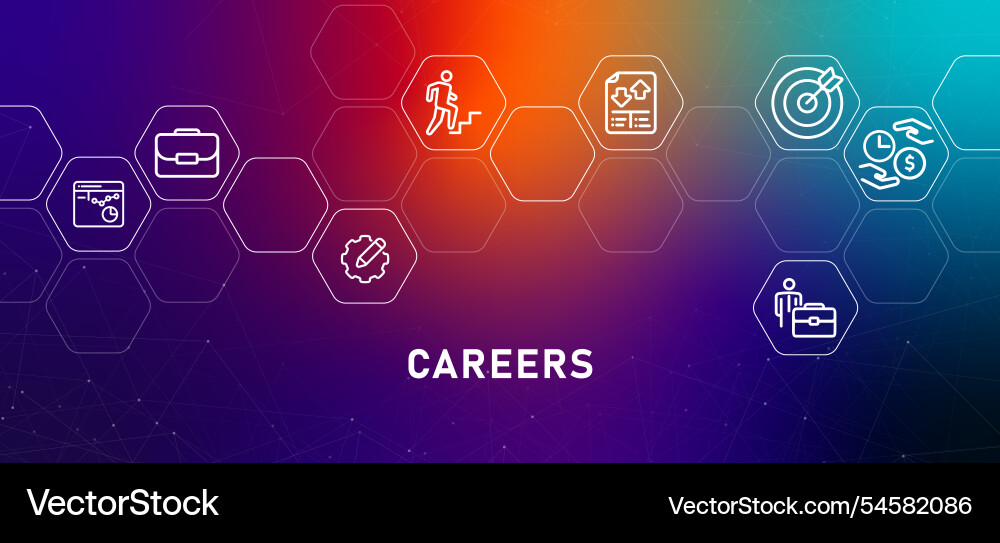 Career gradient template set header outline icons Career gradient template set header outline icons Vector Image