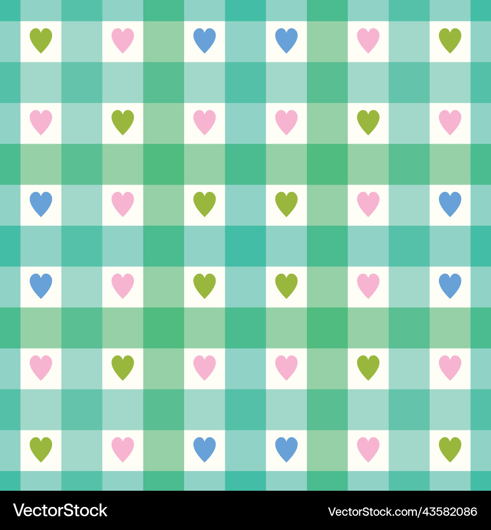 Check pattern background with hearts Check pattern background with hearts vector image
