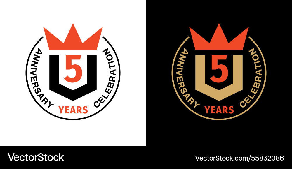 Creative emblem 5 th years anniversary celebration Creative emblem 5 th years anniversary celebration Vector Image