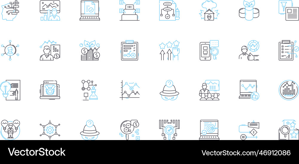 Data analysis linear icons set analytics Data analysis linear icons set analytics vector image