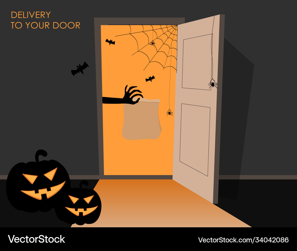 Delivery goods for happy halloween scary hand Delivery goods for happy halloween scary hand vector image