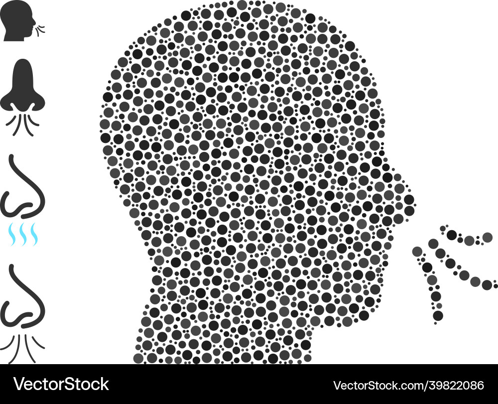 Dotted sniff mosaic of round dots with other icons Dotted sniff mosaic of round dots with other icons vector image
