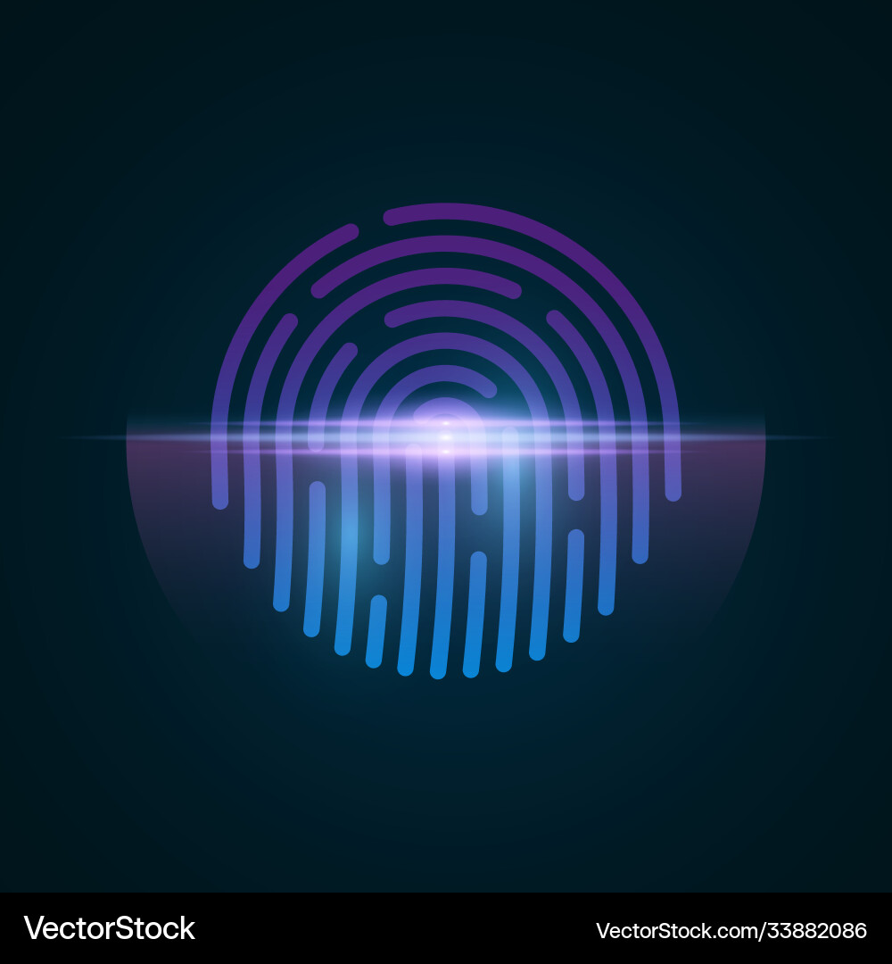 Fingerprint for computer system security with neon Fingerprint for computer system security with neon vector image