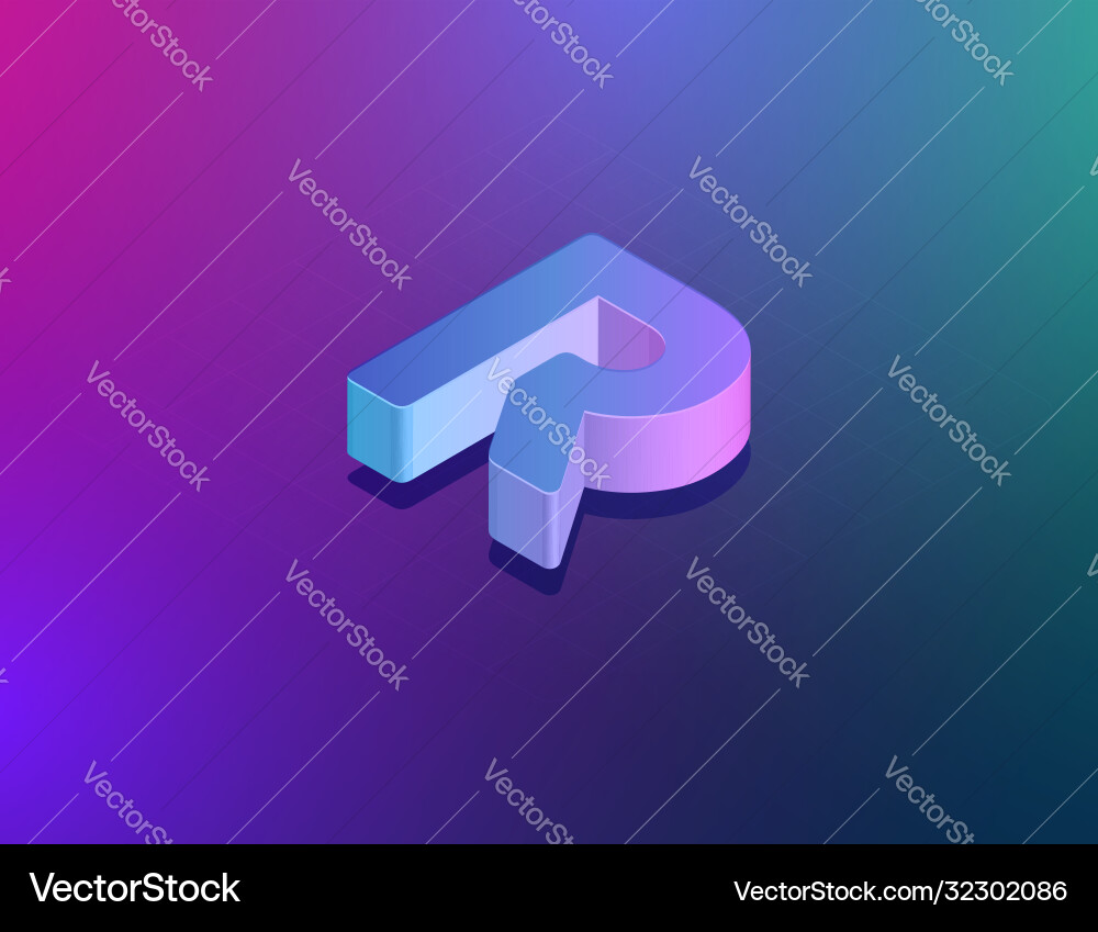 Isometric Tech Font 'R' Vector Image