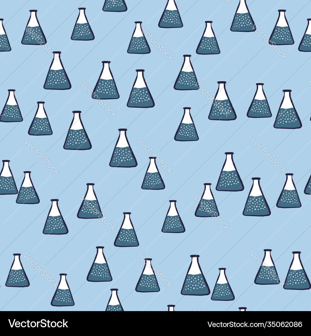 Labatory random seamless pattern with flask navy Vector Image