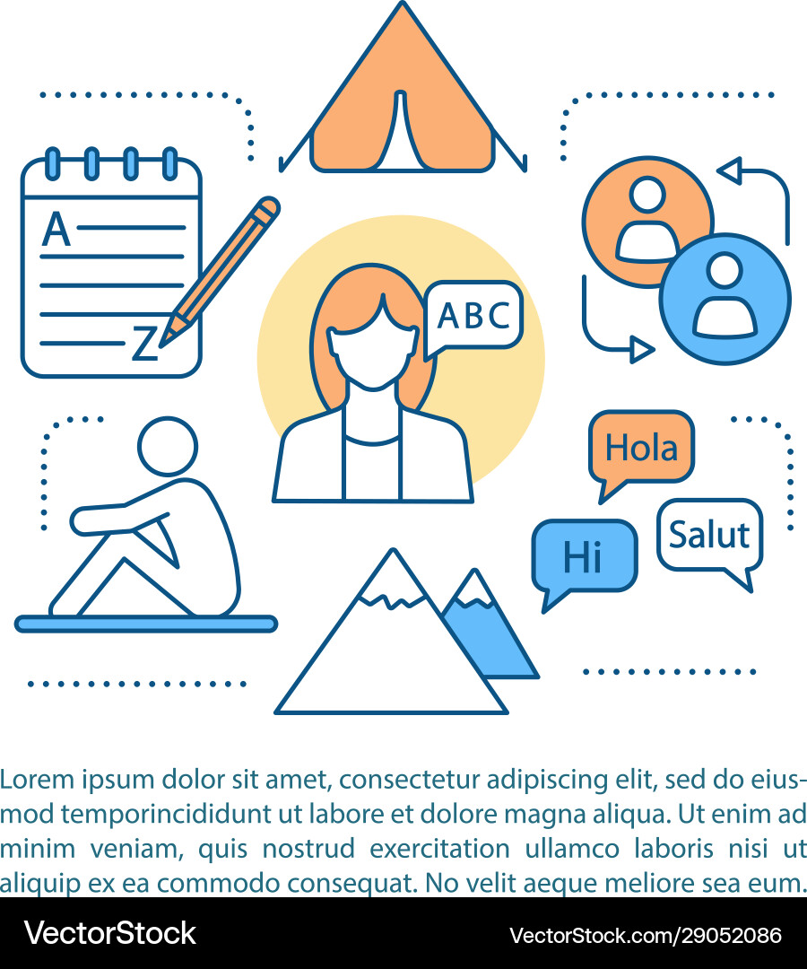 Language learning concept linear Language learning concept linear vector image