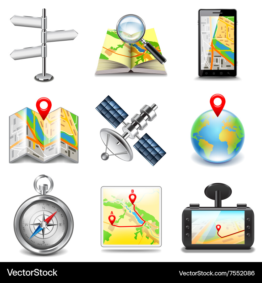 Navigation Icons - Maps & Travel vector image