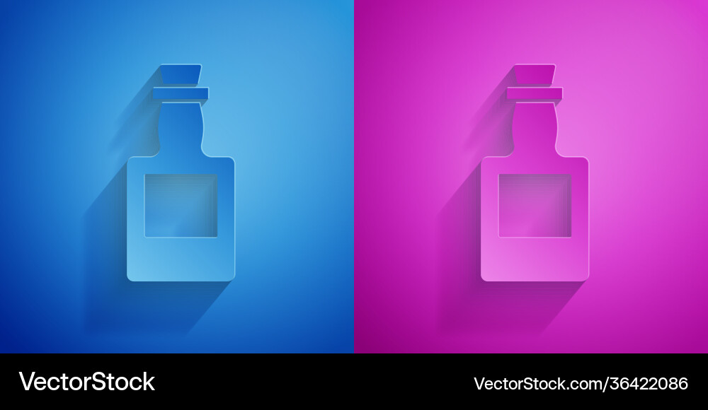 Paper cut tequila bottle icon isolated on blue Paper cut tequila bottle icon isolated on blue Vector Image