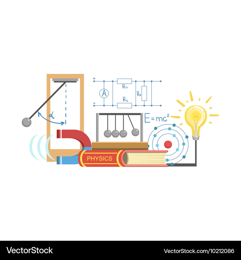 Physics class set of objects vector image