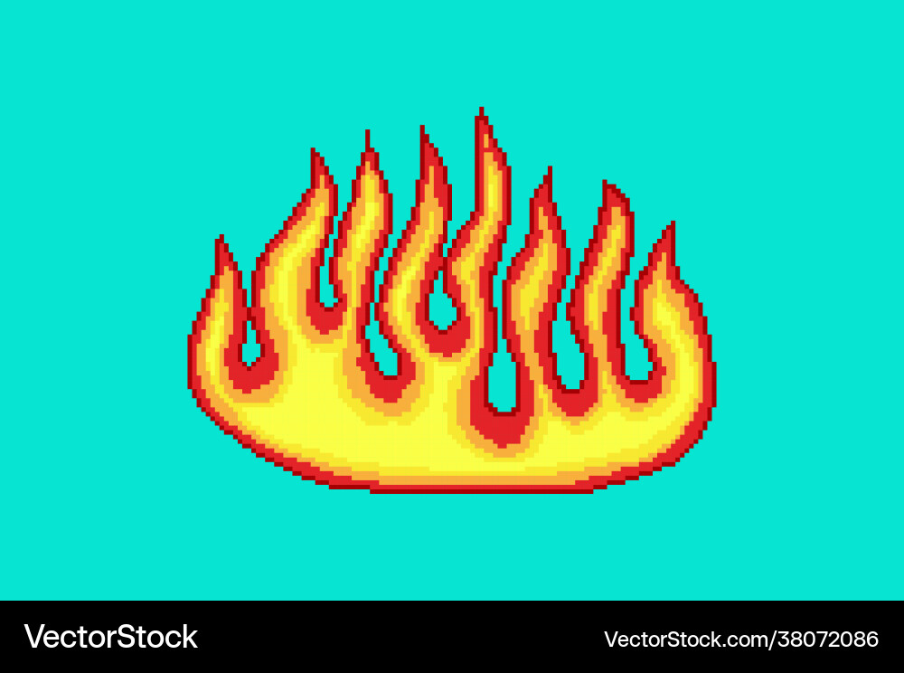 Pixel fire art 8 bit objects game icons set Pixel fire art 8 bit objects game icons set vector image
