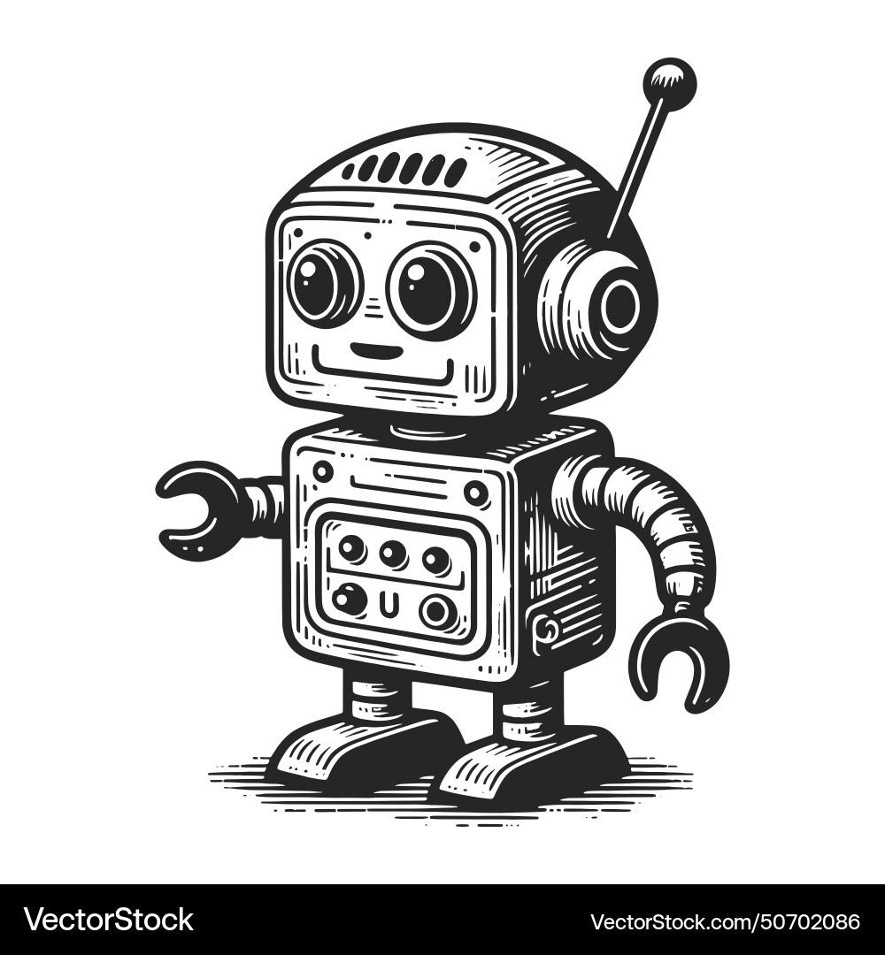 Retro style friendly robot character Vector Image