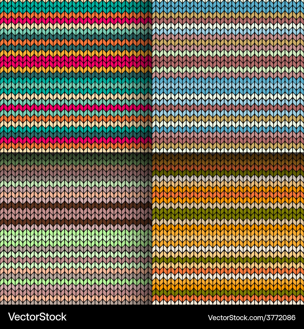 Set of seamless knitted patterns vector image