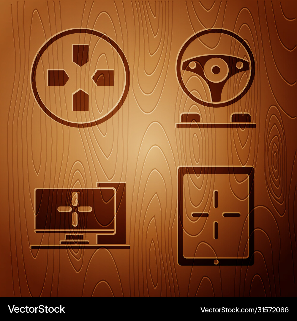 Set tablet gamepad computer monitor and racing Vector Image