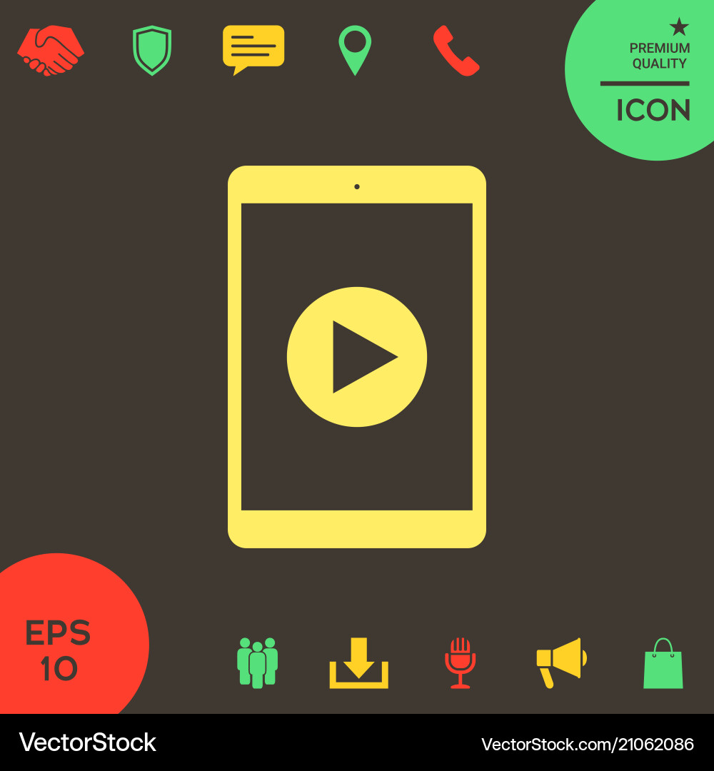 Tablet with play button icon Tablet with play button icon Vector Image