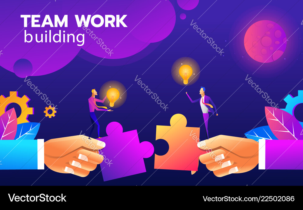 Teamwork puzzle building idea concept Teamwork puzzle building idea concept Vector Image