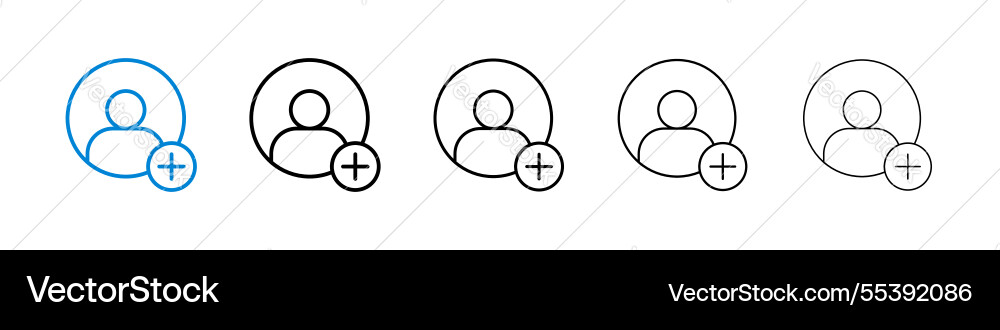 User add icons in five different stroke sizes Vector Image