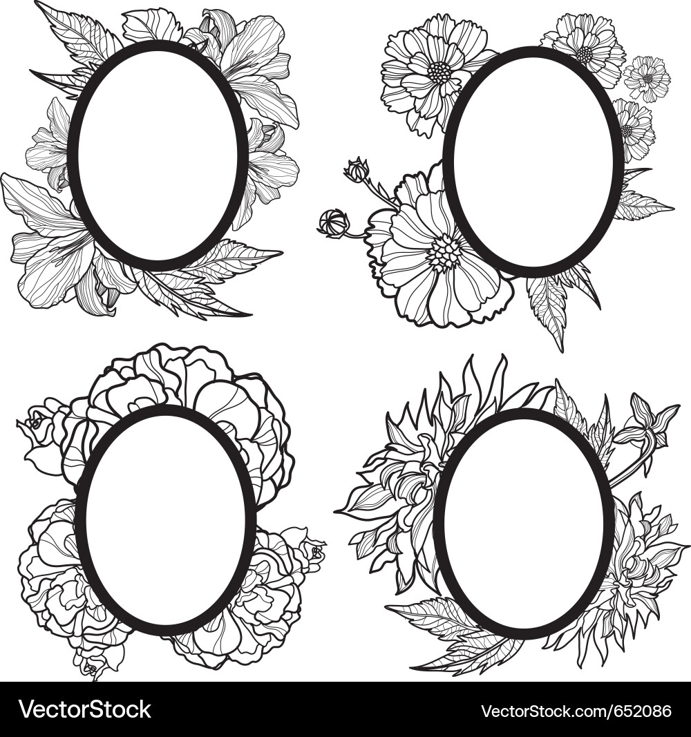 Vintage Floral Oval Frames Vector Image