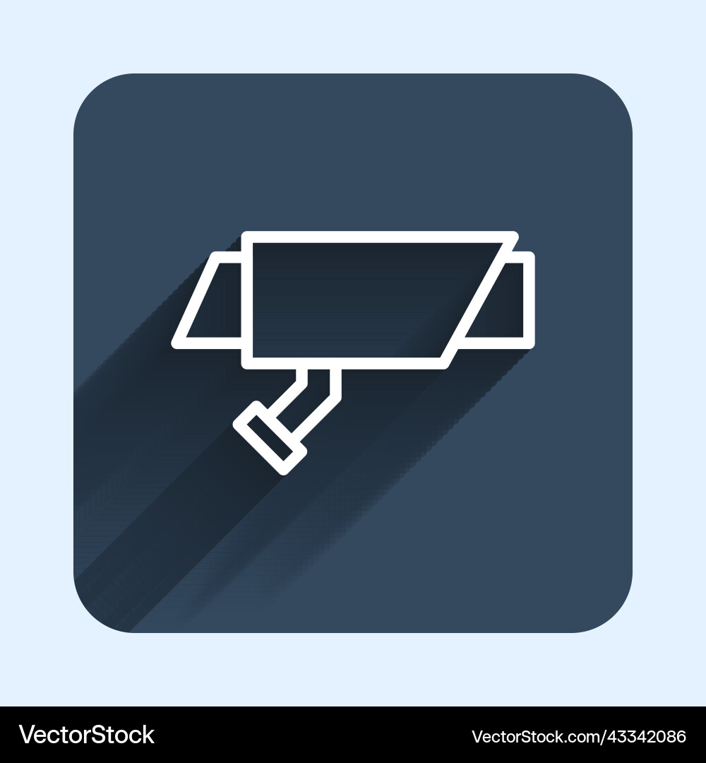 White line security camera icon isolated with long Vector Image
