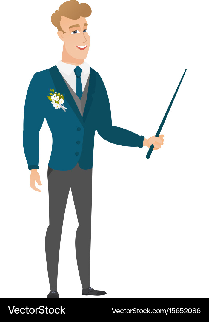 Young Groom with Pointer Stick Vector Image
