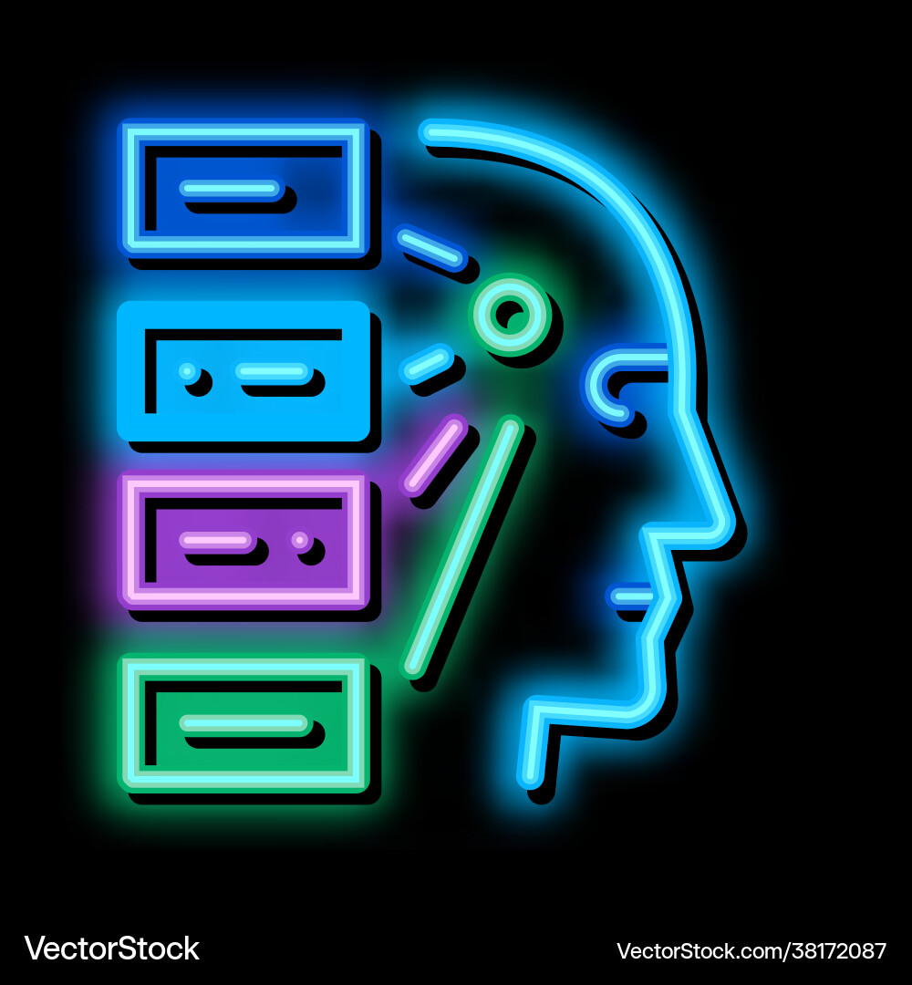 Algorithm machine learning neon glow icon Algorithm machine learning neon glow icon vector image