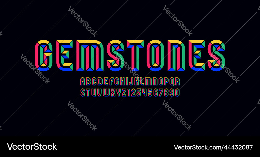 Alphabet font facet chiseled block Alphabet font facet chiseled block vector image