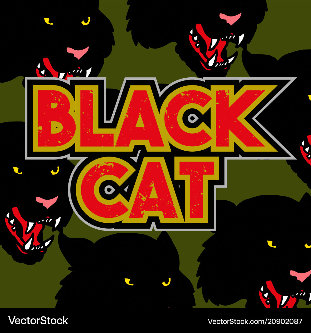 Angry Black Cat Pattern Vektorbild