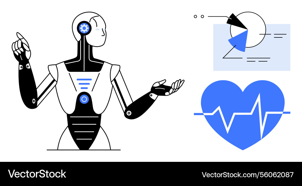 Artificial intelligence robot analyzing data Vector Image