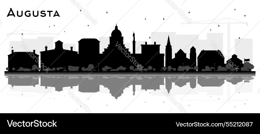 Augusta maine city skyline silhouette with black Augusta maine city skyline silhouette with black vector image