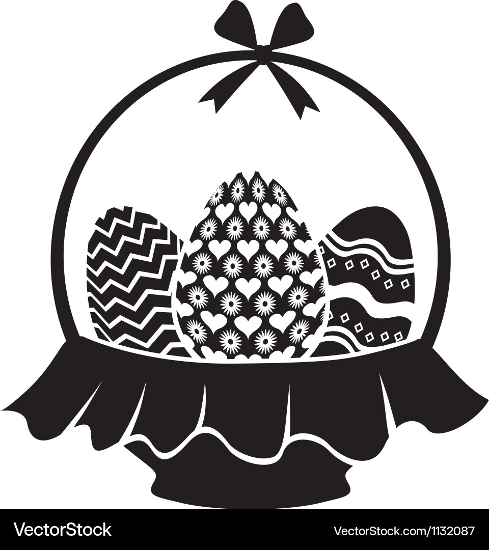Basket with easter eggs Royalty Free Vector Image
