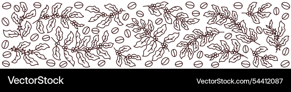 Coffee pattern horizontal background leaves Vector Image