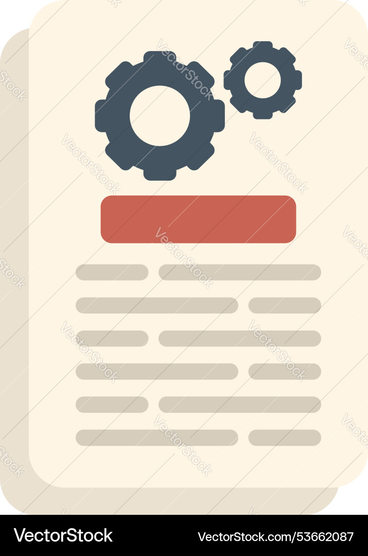 Document with gears representing project vector image