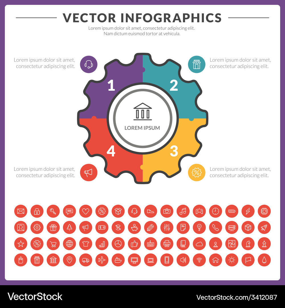 Infographics and design elements with icon set vector image